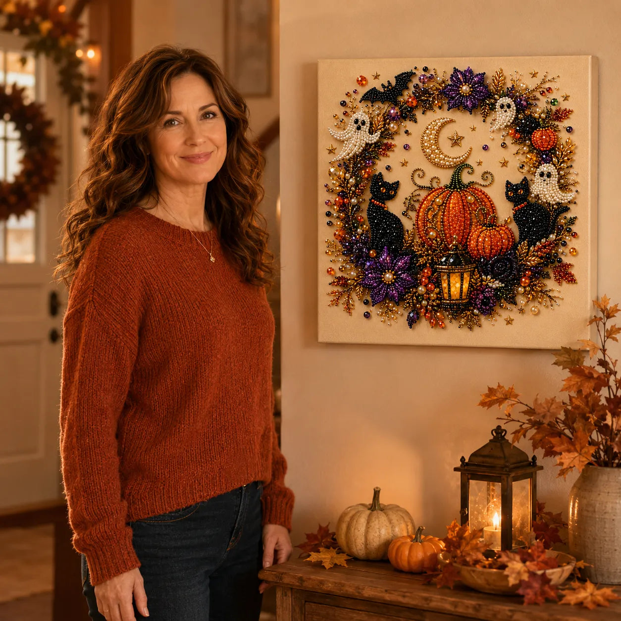 Beadory – Halloween Pearl-like Bead Craft Kit, Cozy Wall Art DIY