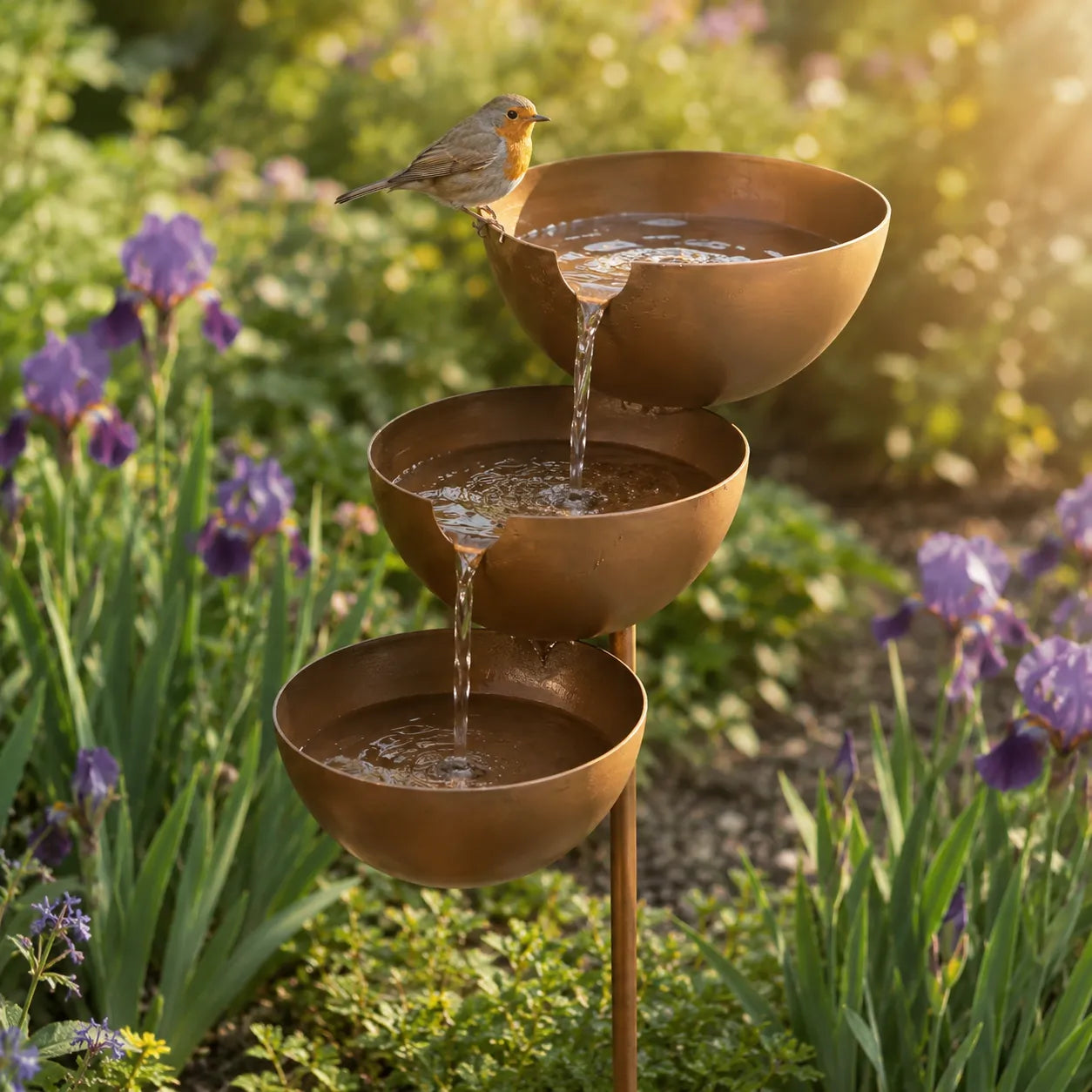 Birdsong – 3 Tier Cascading Bird Bath Garden Stake with Rain Catcher Bowls