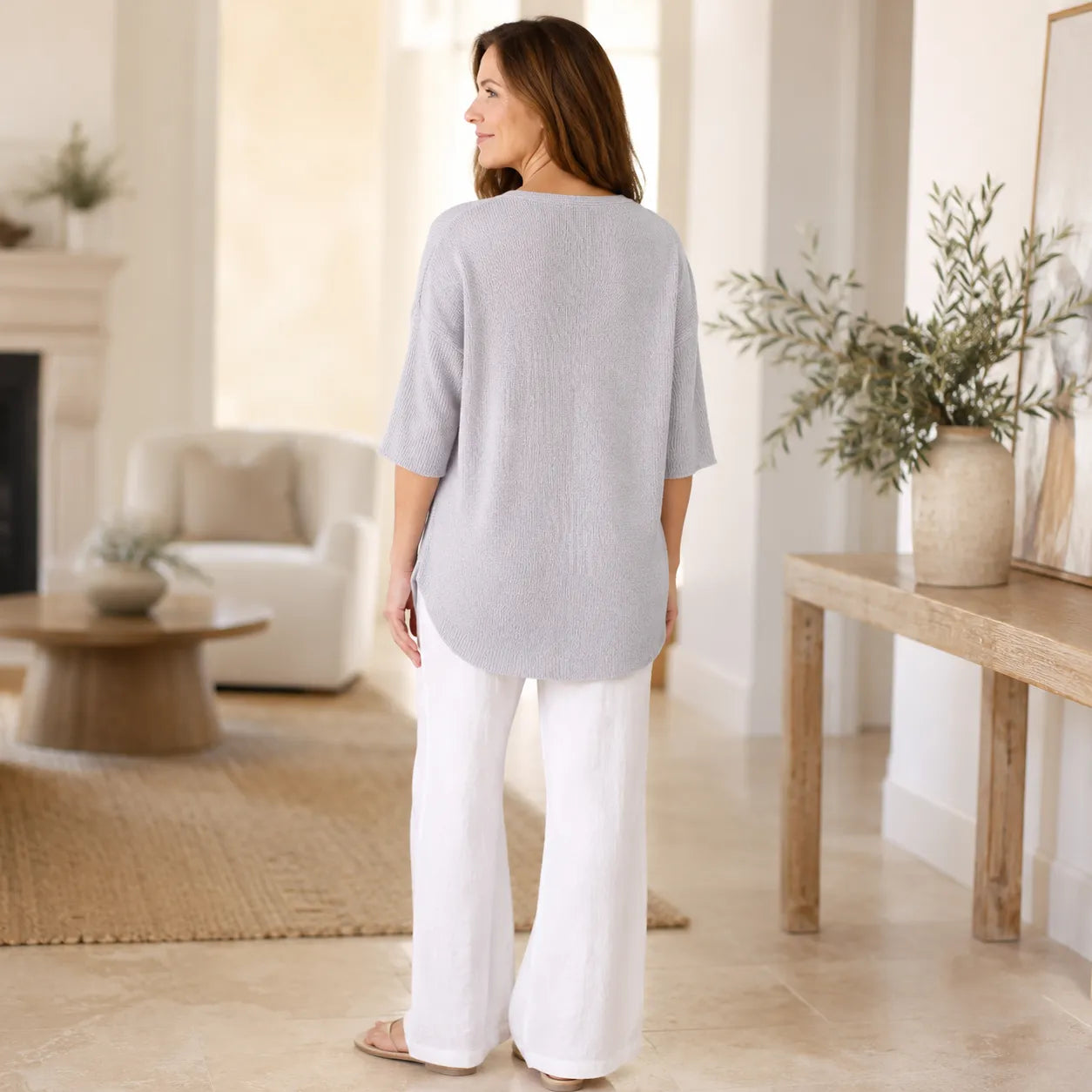 Elowyn – Soft V-Neck Knit Tunic Top for Women, Loose Drape