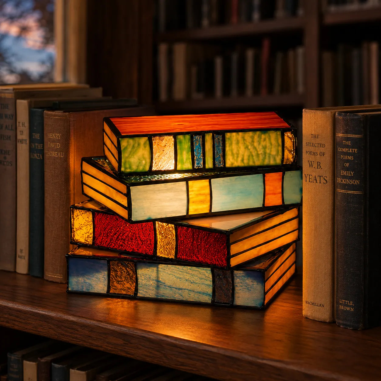 Lumira – Book Stack Table Lamp for Bedside & Reading Book