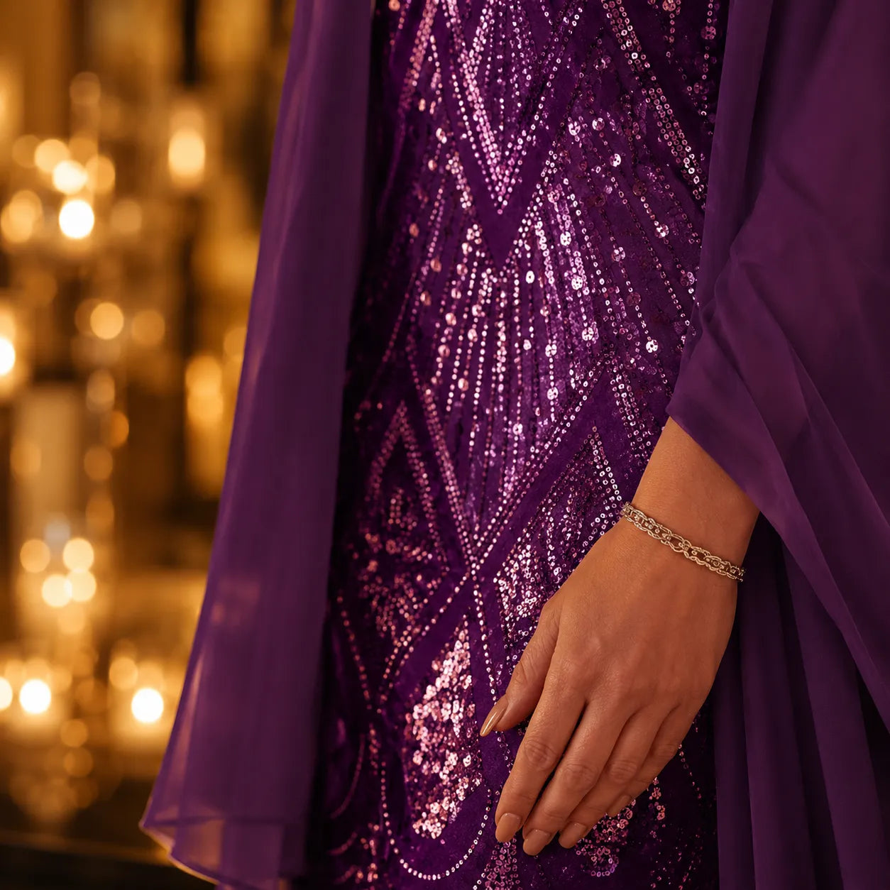 Elyssia – Two-Piece Sequin Dress with Sheer Chiffon Look Jacket