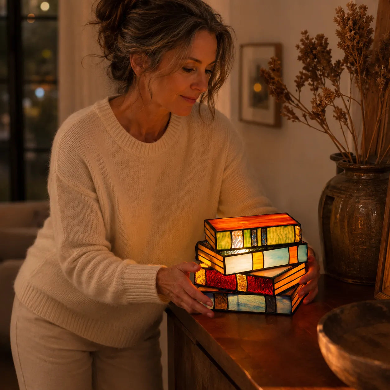Lumira – Book Stack Table Lamp for Bedside & Reading Book