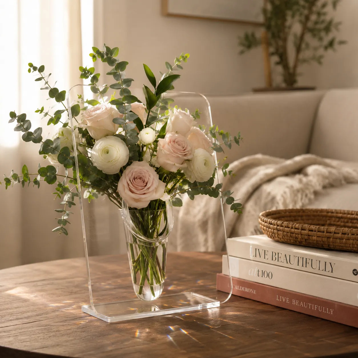 Belavera – Clear Acrylic Frame Vase for Flowers, Modern Picture