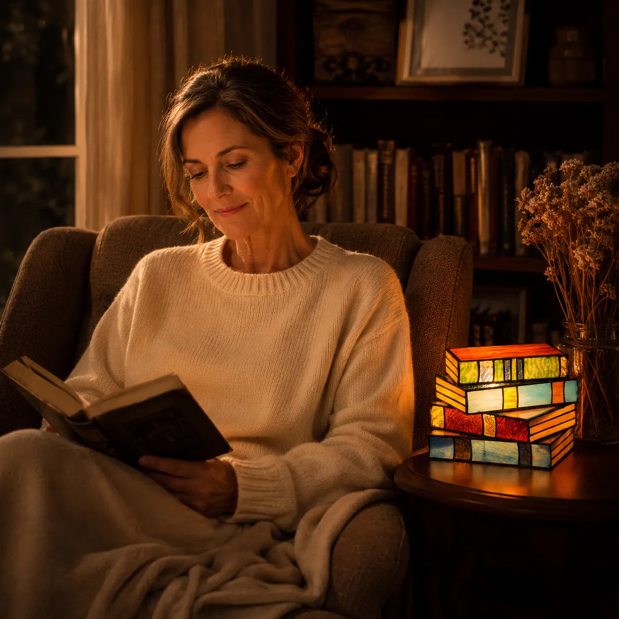 Lumira – Book Stack Table Lamp for Bedside & Reading Book