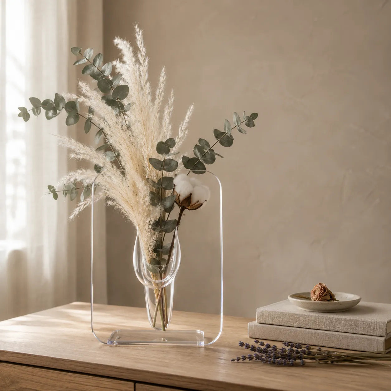 Belavera – Clear Acrylic Frame Vase for Flowers, Modern Picture