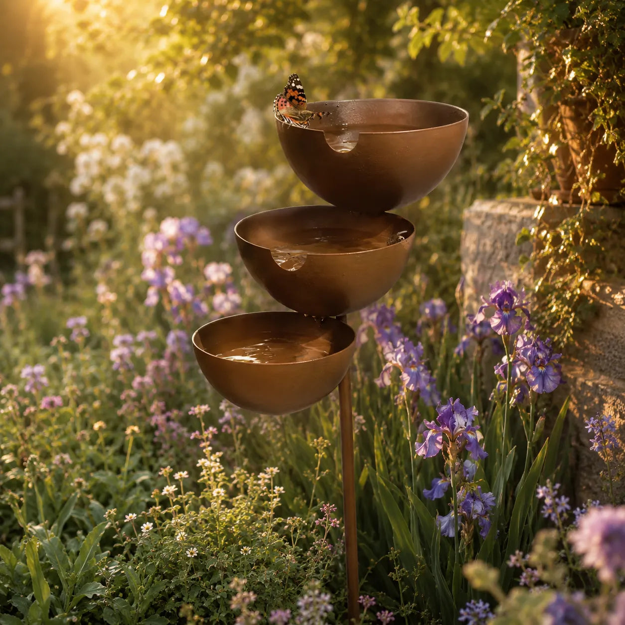 Birdsong – 3 Tier Cascading Bird Bath Garden Stake with Rain Catcher Bowls