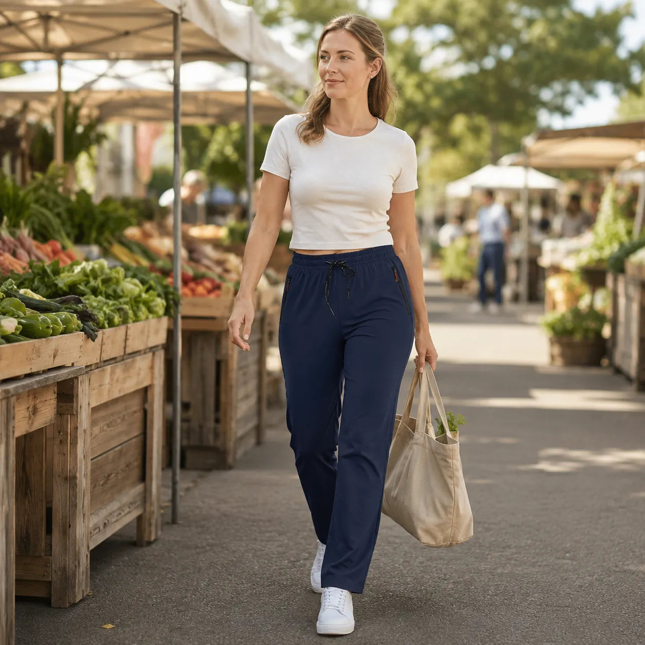Aerelle – Women's Lightweight High Waist Pants with Zip Pockets
