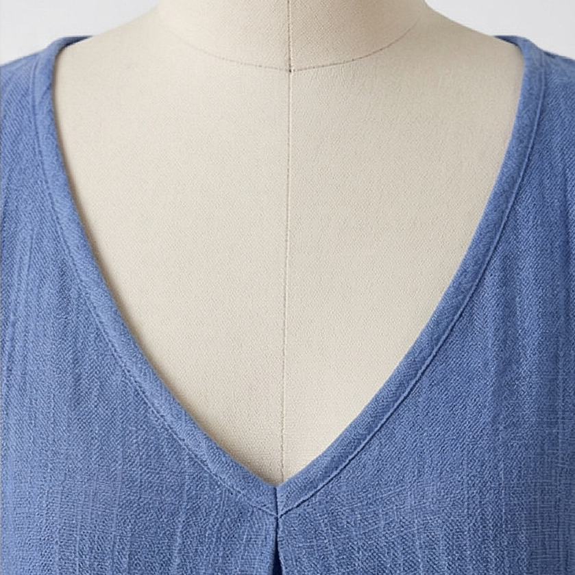 Linara – Women's Breezy Cotton Linen V-Neck Dress
