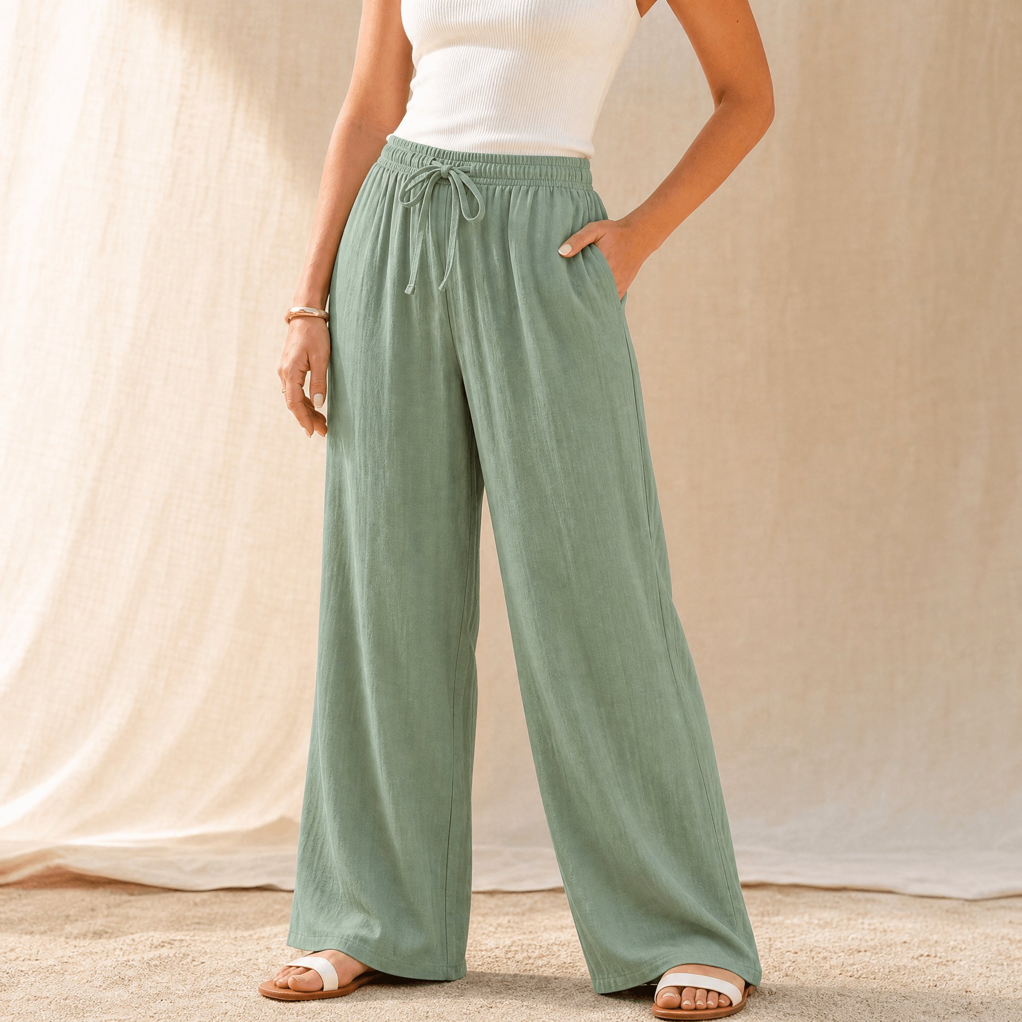Linavia – Women's Breezy Wide-Leg Pants with Pockets