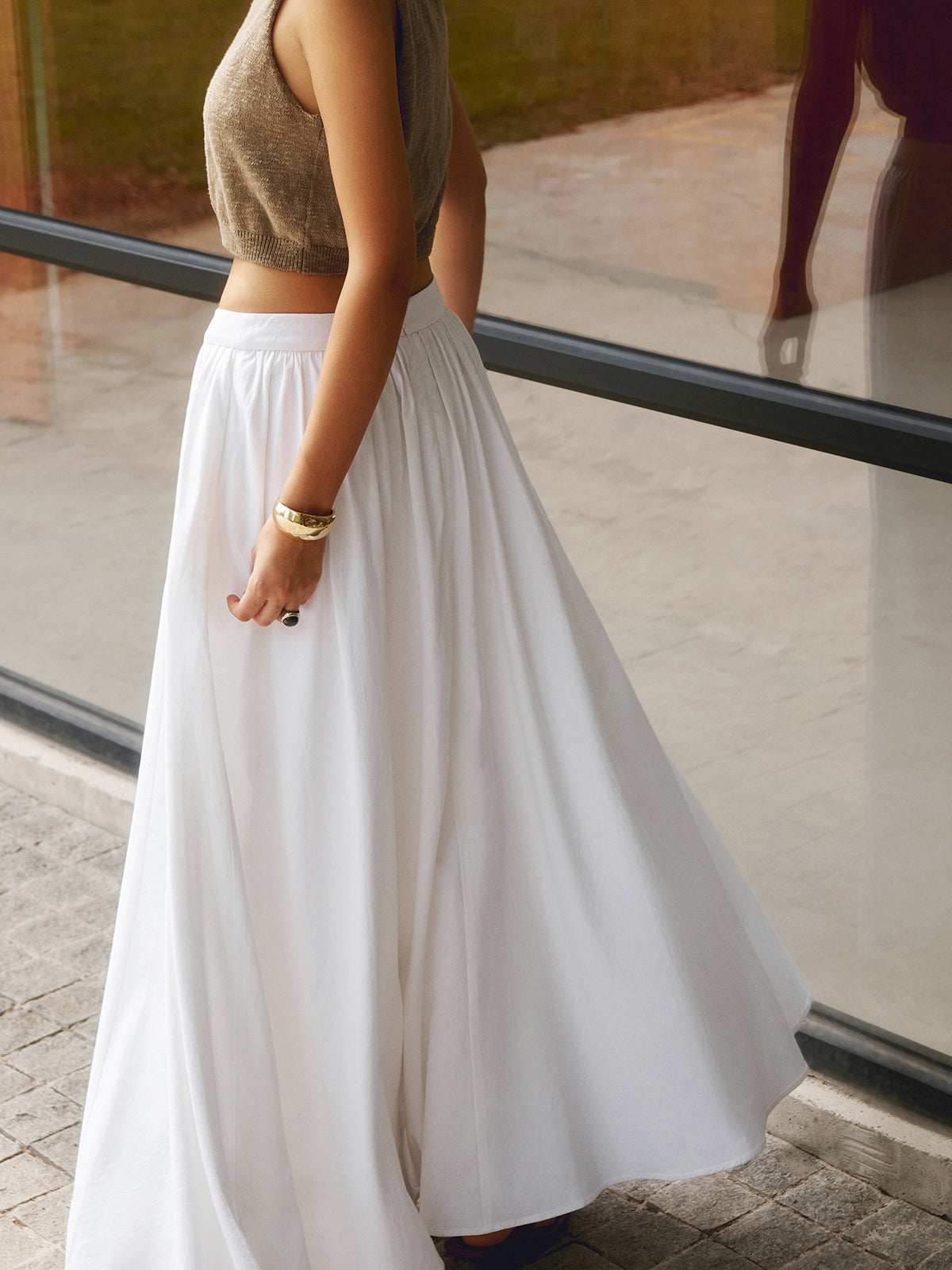 Jacklyn | Women's Boho High Waist Pleated A-Line Maxi Skirt Set