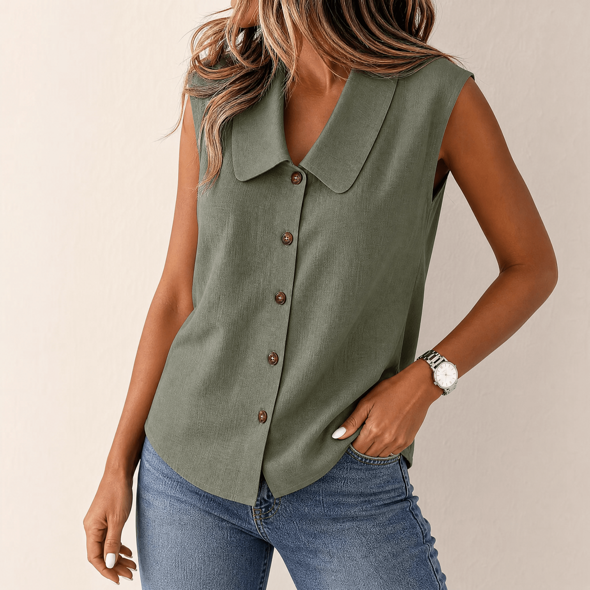 Linora – Women's Breezy Collared Summer Top