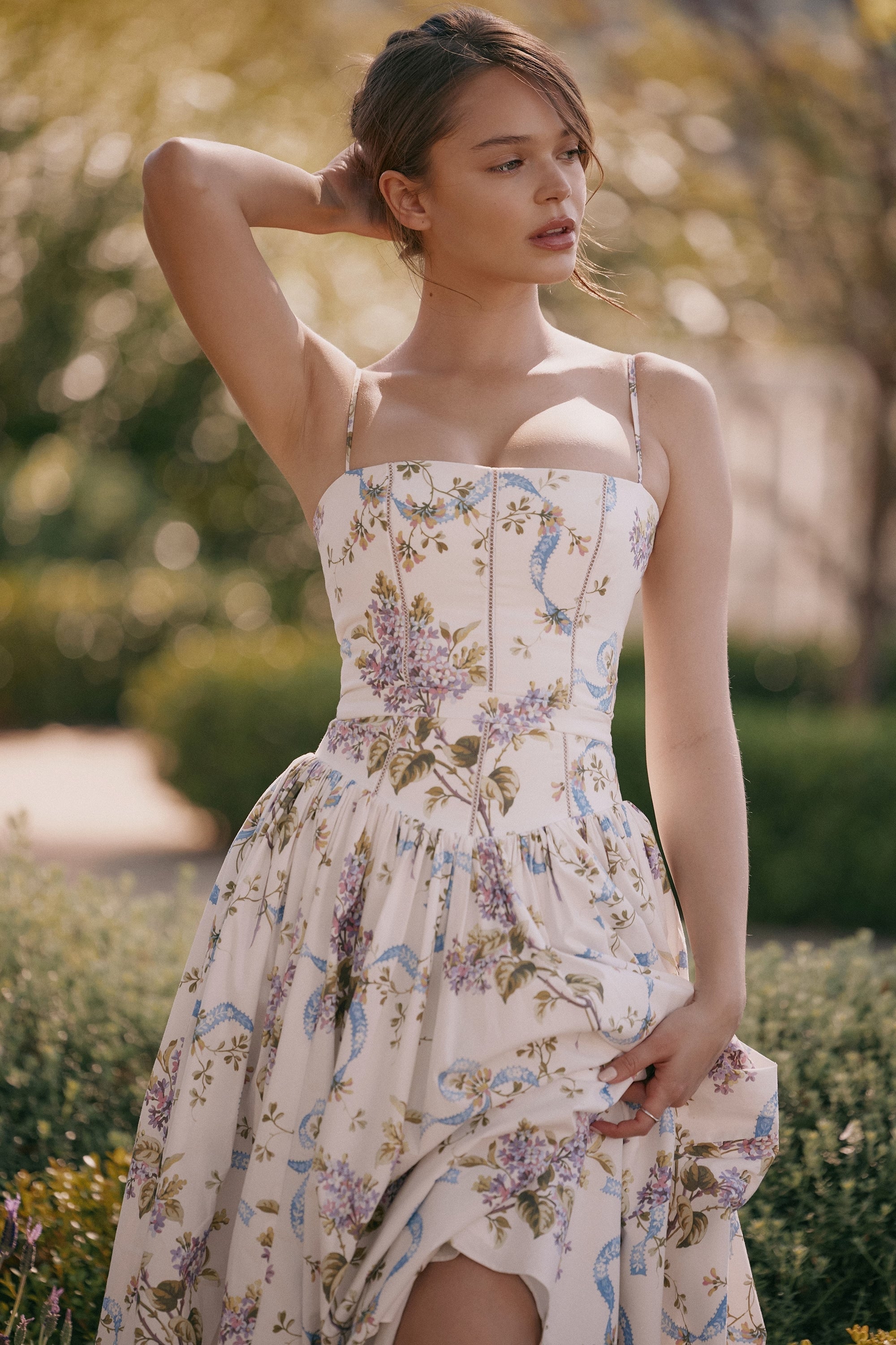 Kessara - Elegant Floral Spaghetti Strap Summer Maxi Dress