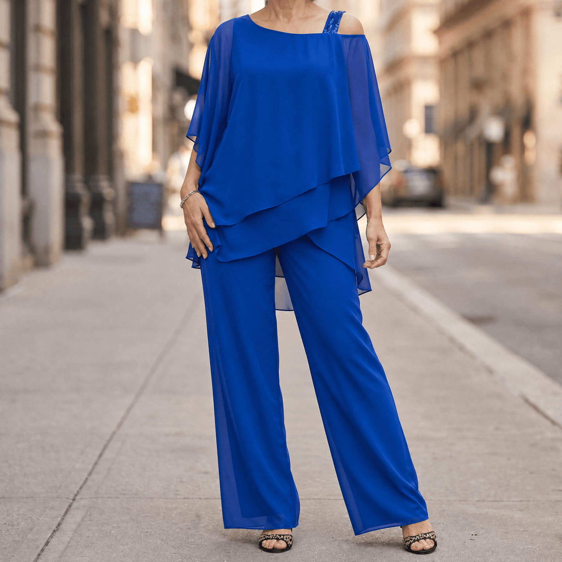 Élora – Women's Asymmetric Chiffon Two-Piece Set