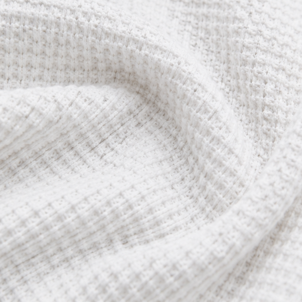 Loravia – Waffle Knit-look Henley Top with Button Placket, 3/4 Sleeve