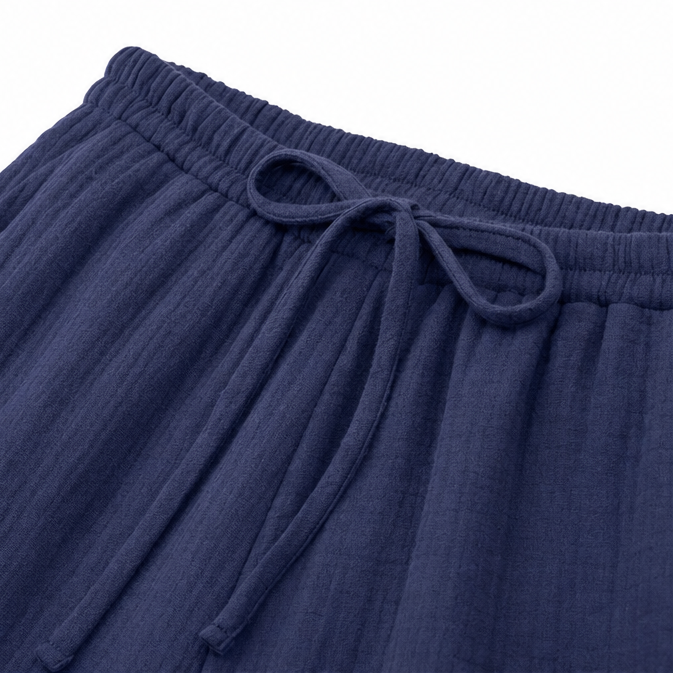 Loravie – Crinkle Wide Leg Elastic Waist Lounge Pants for Women