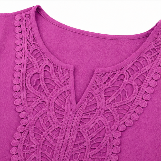 Loravie – Bohemian Lace-like Bib A-Line T-Shirt Dress