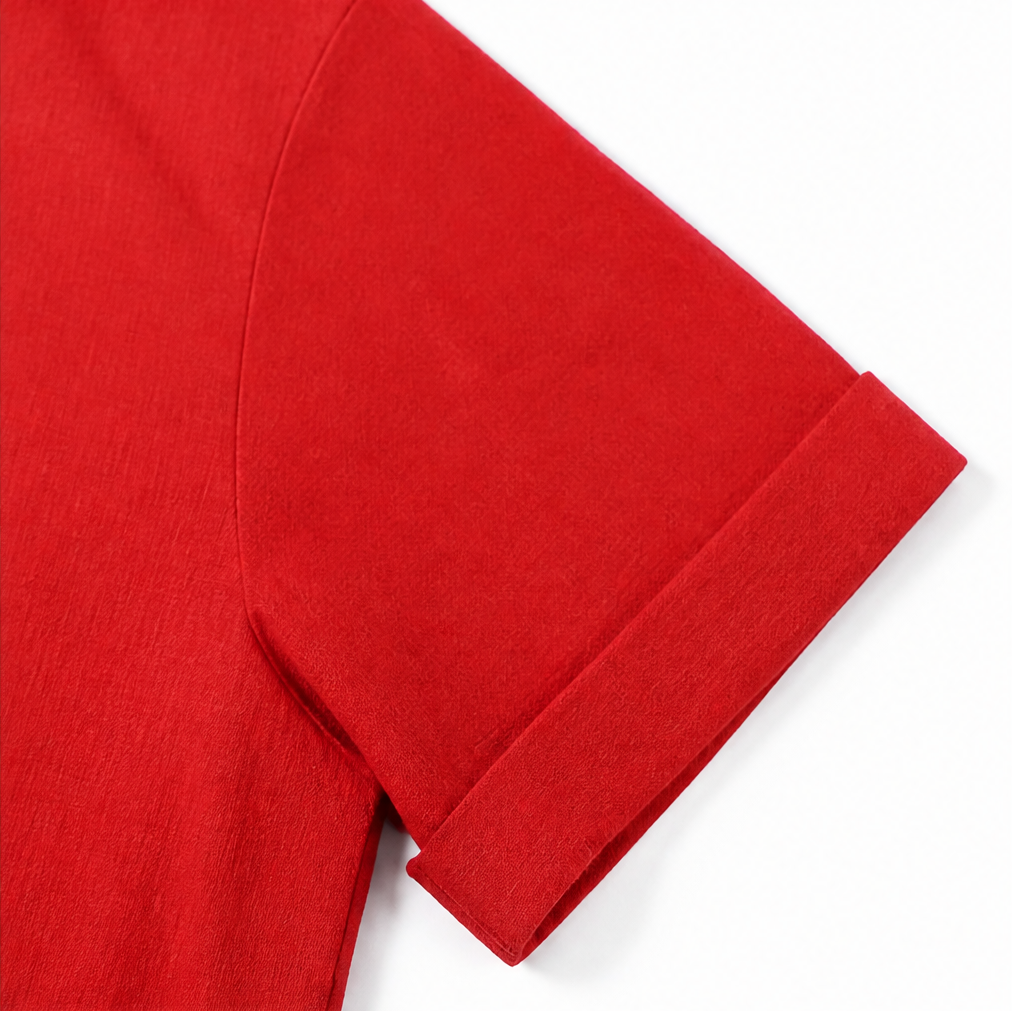 Lorelane – Relaxed V-Neck Midi Dress with Pockets for Women