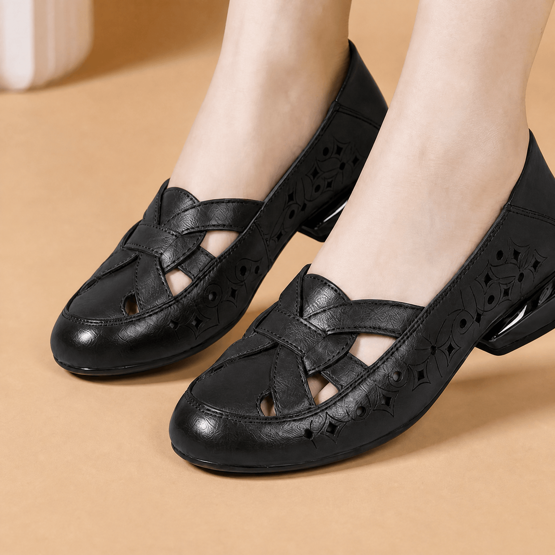 Lorella – Woven Cutout PU Slip-On Flat