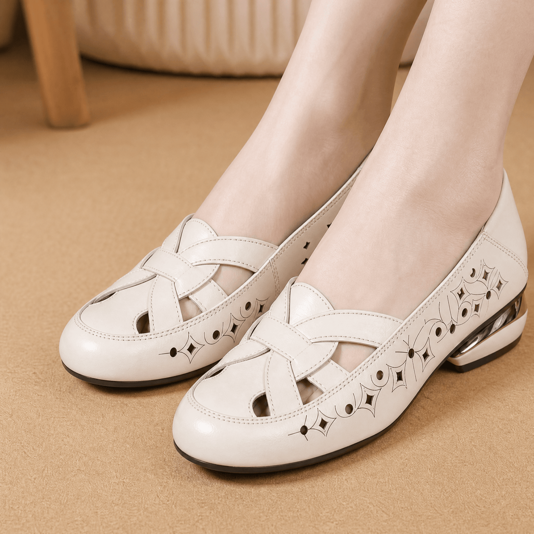 Lorella – Woven Cutout PU Slip-On Flat