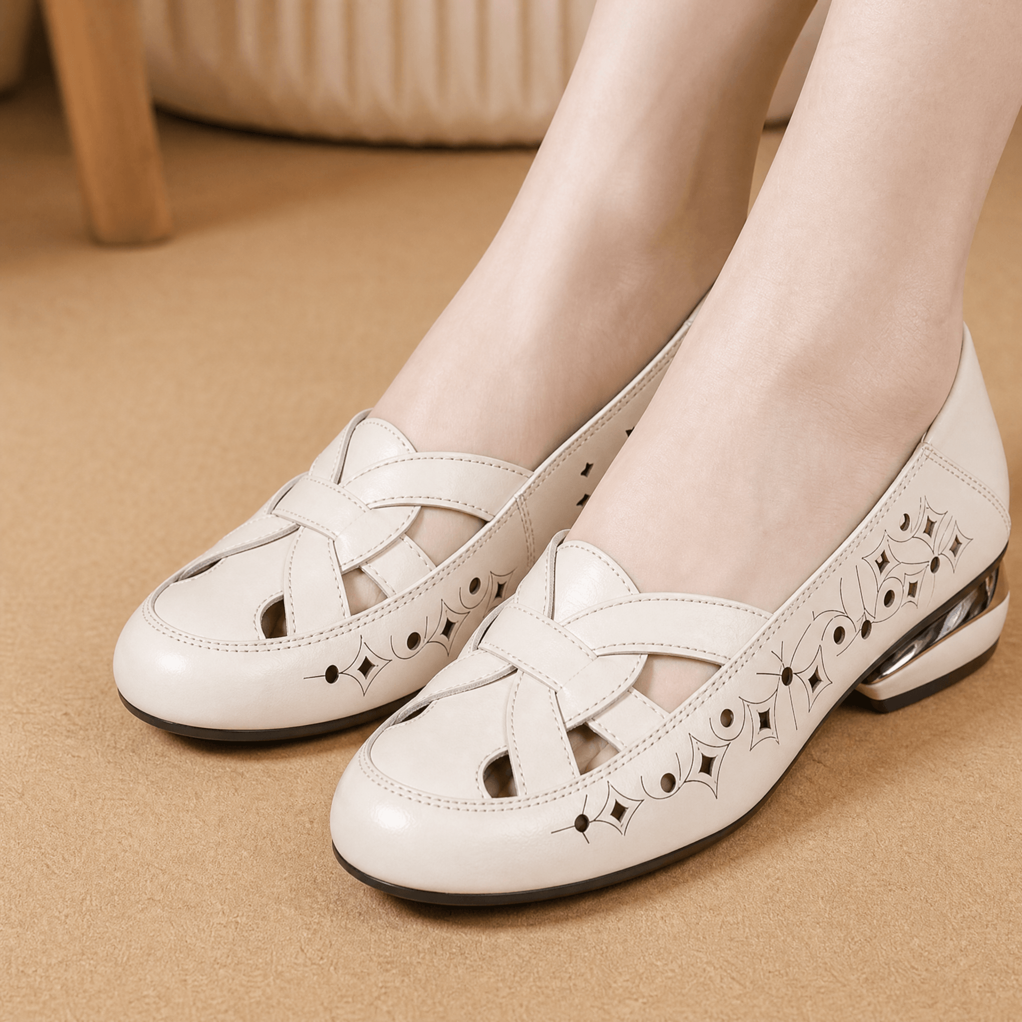 Lorella – Woven Cutout PU Slip-On Flat