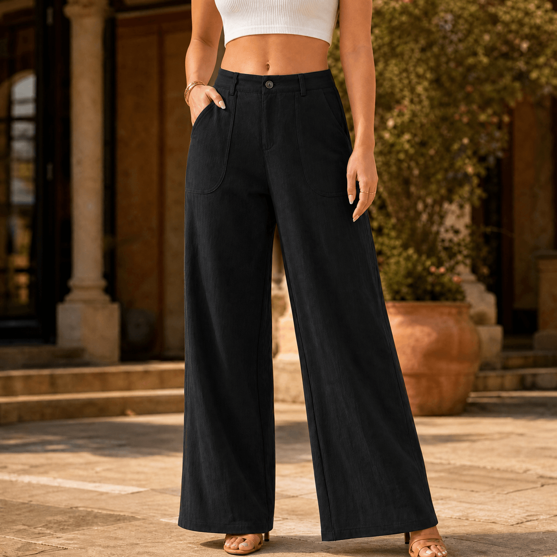 Loriva – Women's High-Waisted Wide-Leg Palazzo Pants