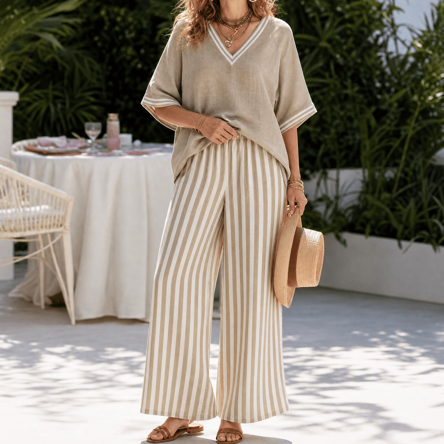 Lorna – Women's Airy Linen-like Two-Piece Set