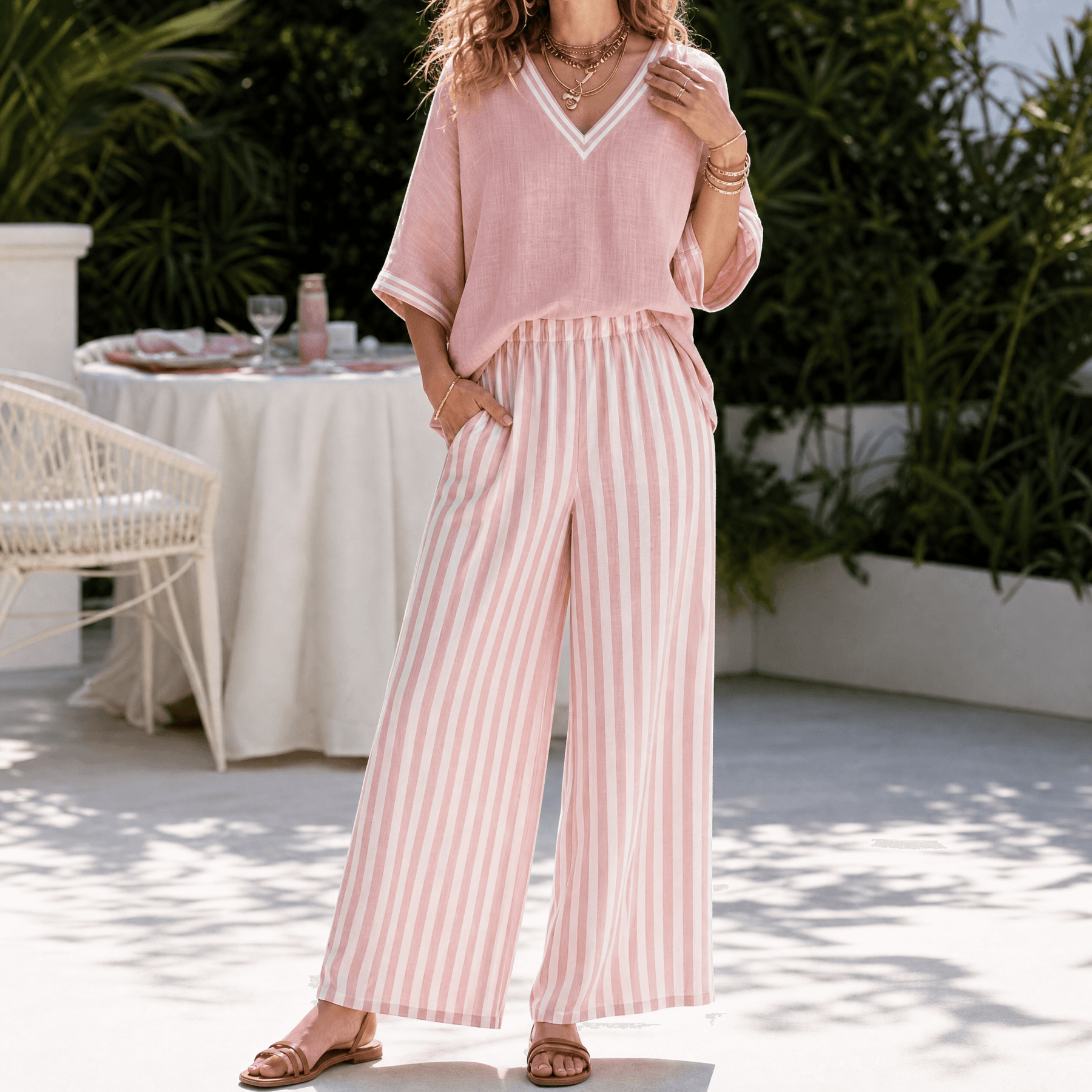 Lorna – Women's Airy Linen-like Two-Piece Set
