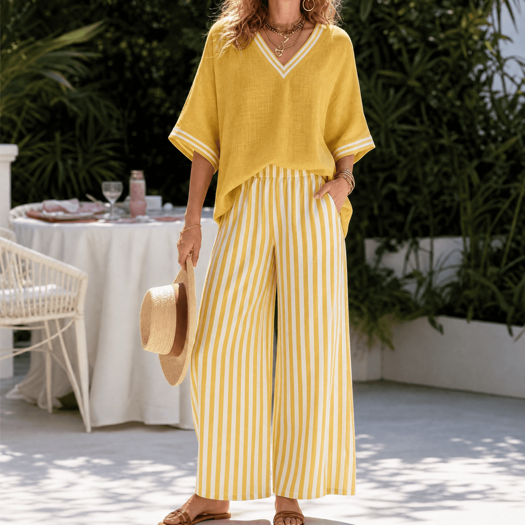 Lorna – Women's Airy Linen-like Two-Piece Set