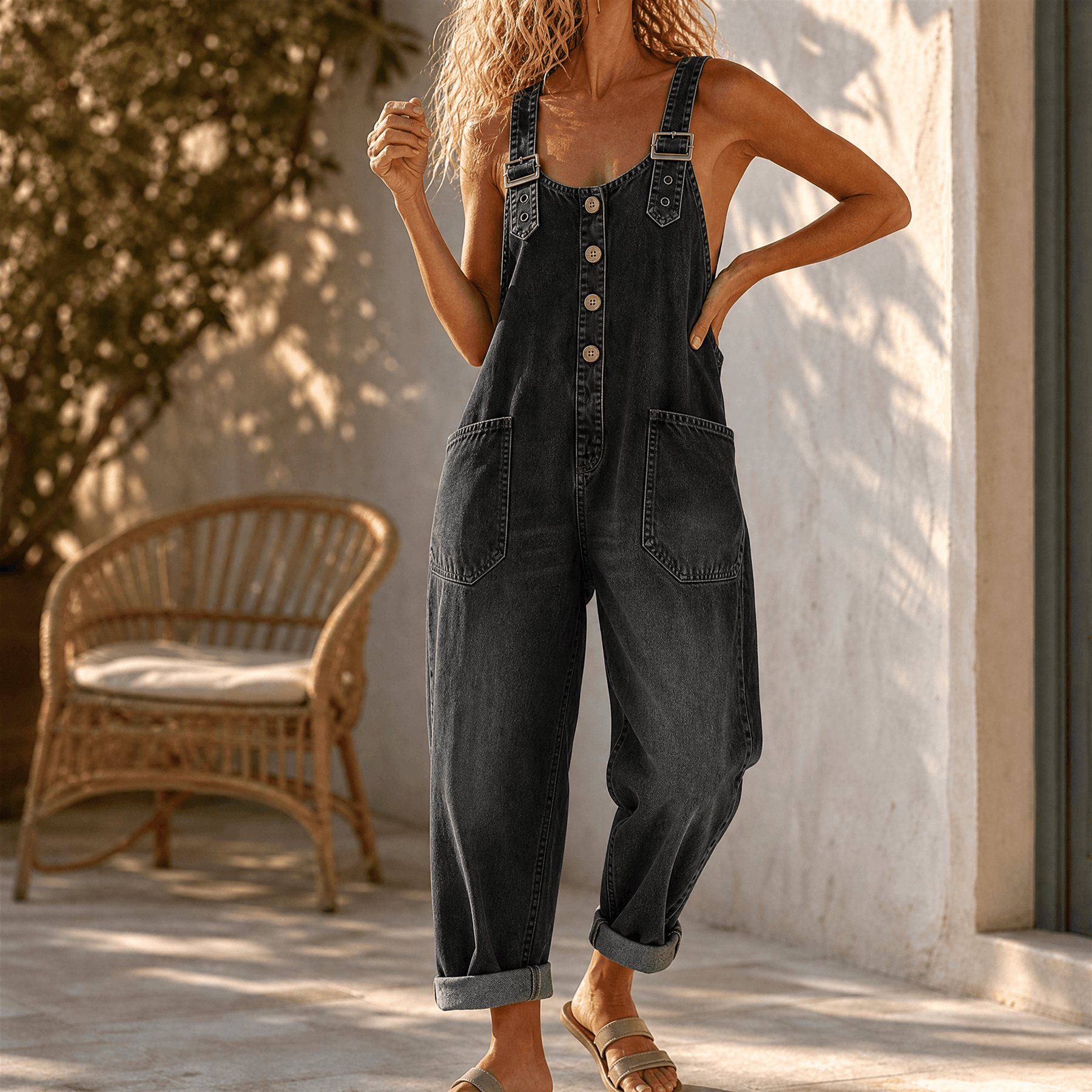 Lovarra – Women's Relaxed Denim Overalls with Pockets