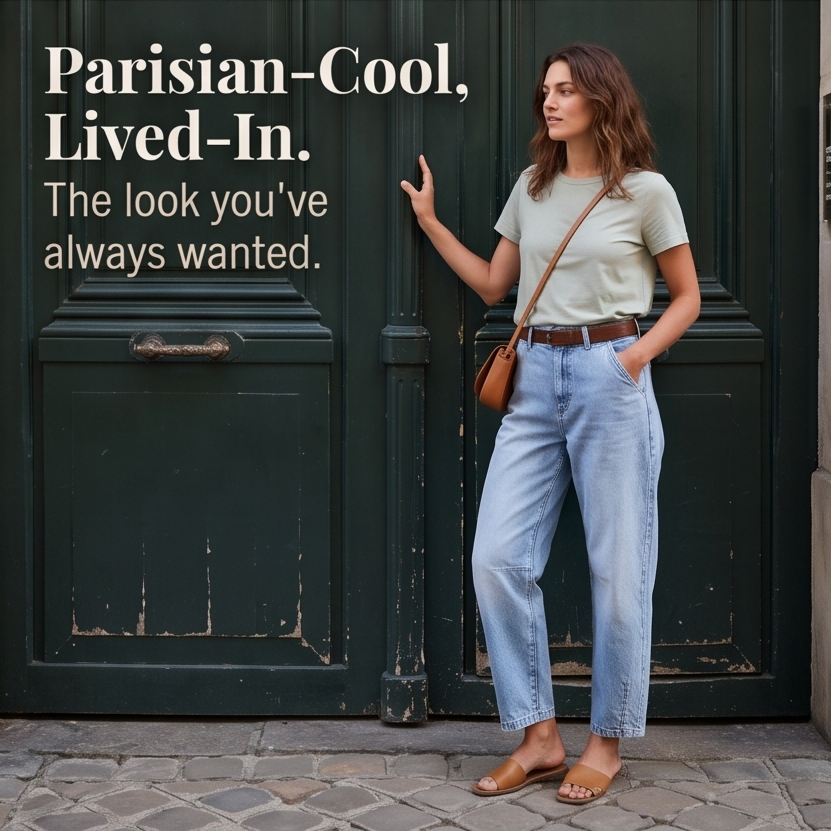 Lumière – Women's High-Waisted Cropped Barrel Jeans
