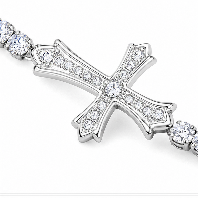 Lumière – Pavé Zircon Cross Tennis Bracelet in Silver or Gold