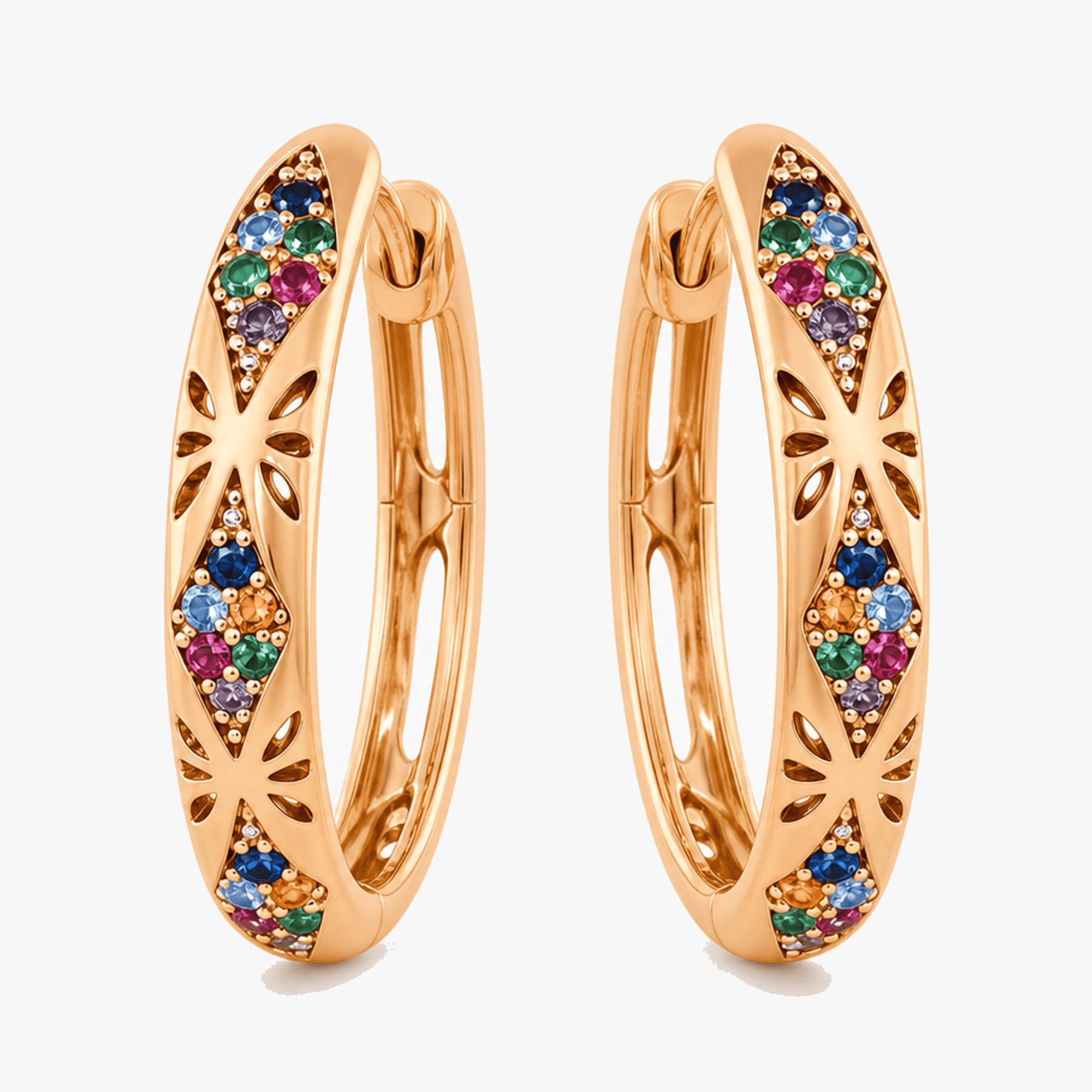 Lumielle – Sparkling Rose-Gold Floral Hoop Earrings