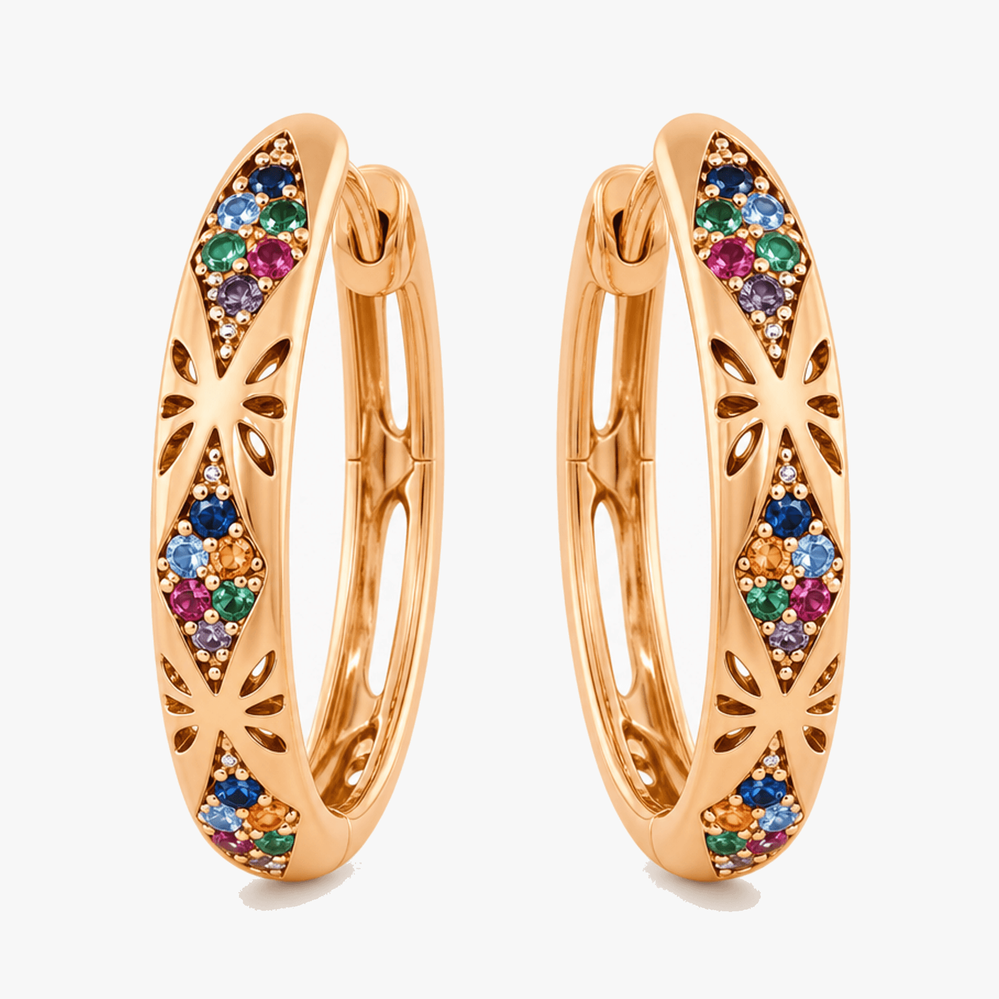 Lumielle – Sparkling Rose-Gold Floral Hoop Earrings