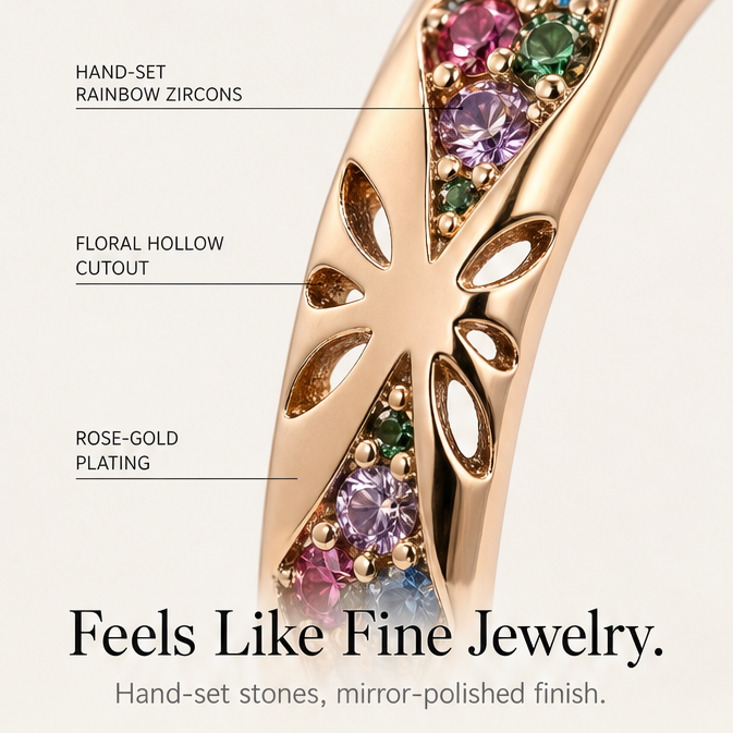 Lumielle – Sparkling Rose-Gold Floral Hoop Earrings