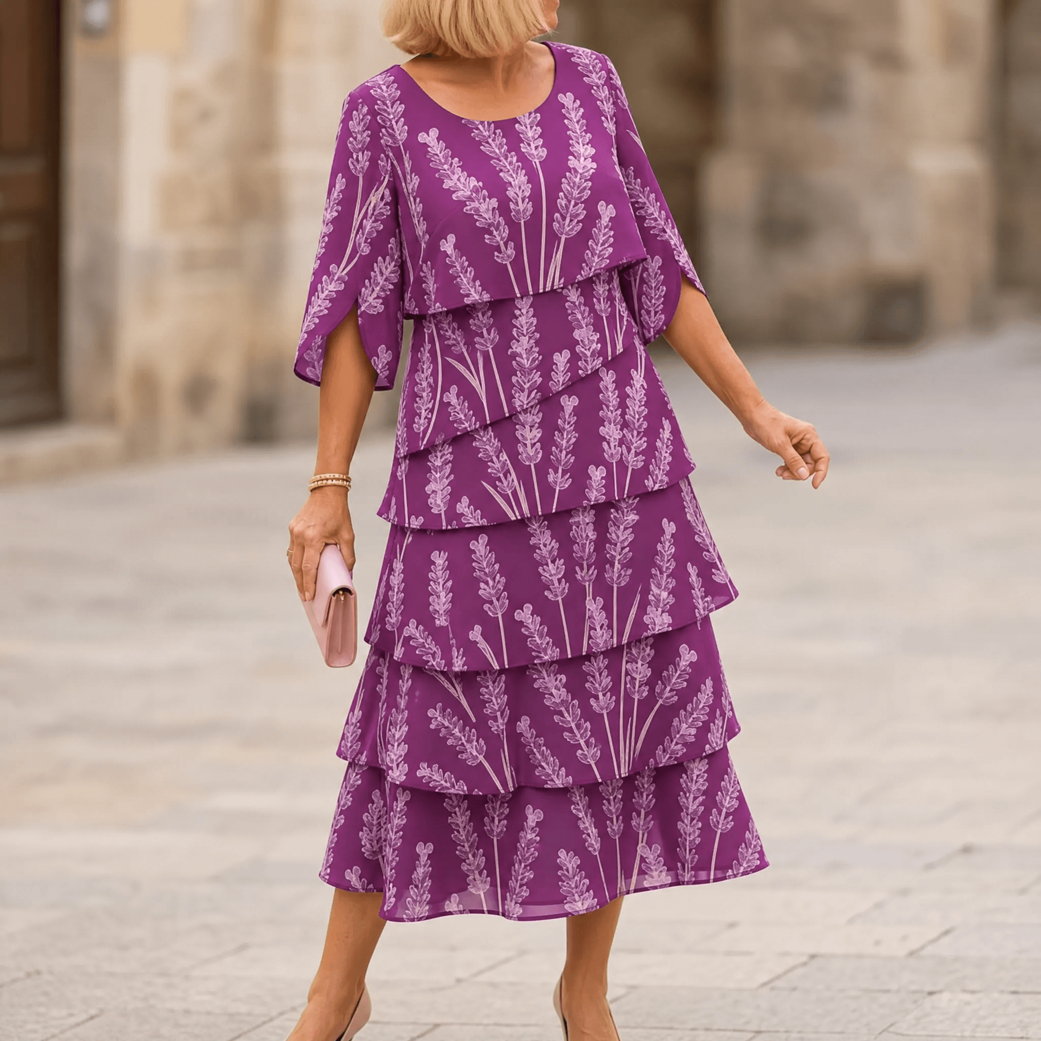 Lumielle – Women's Tiered Floral Midi Dress