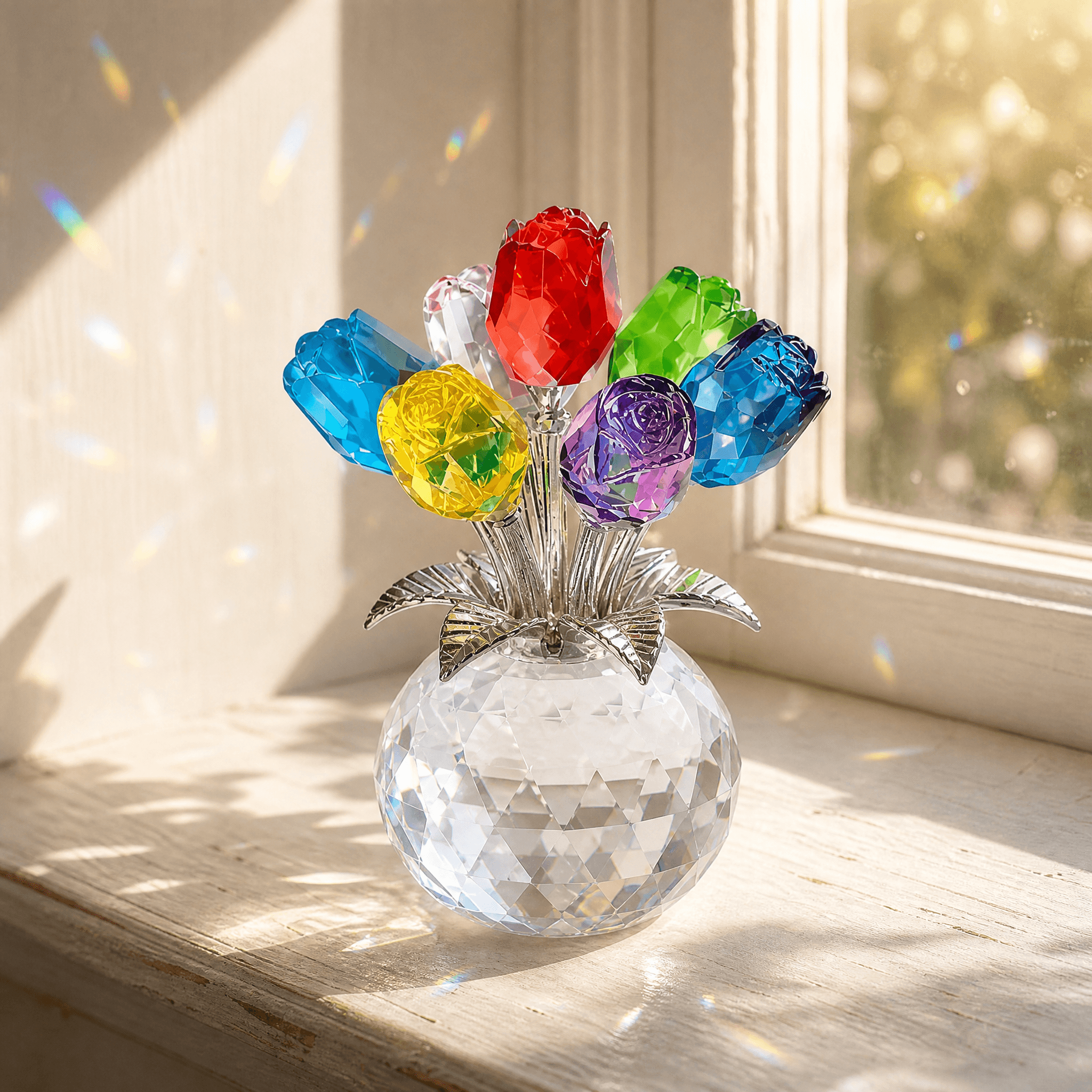 Lumirose – Crystal Rose Bouquet with Vase