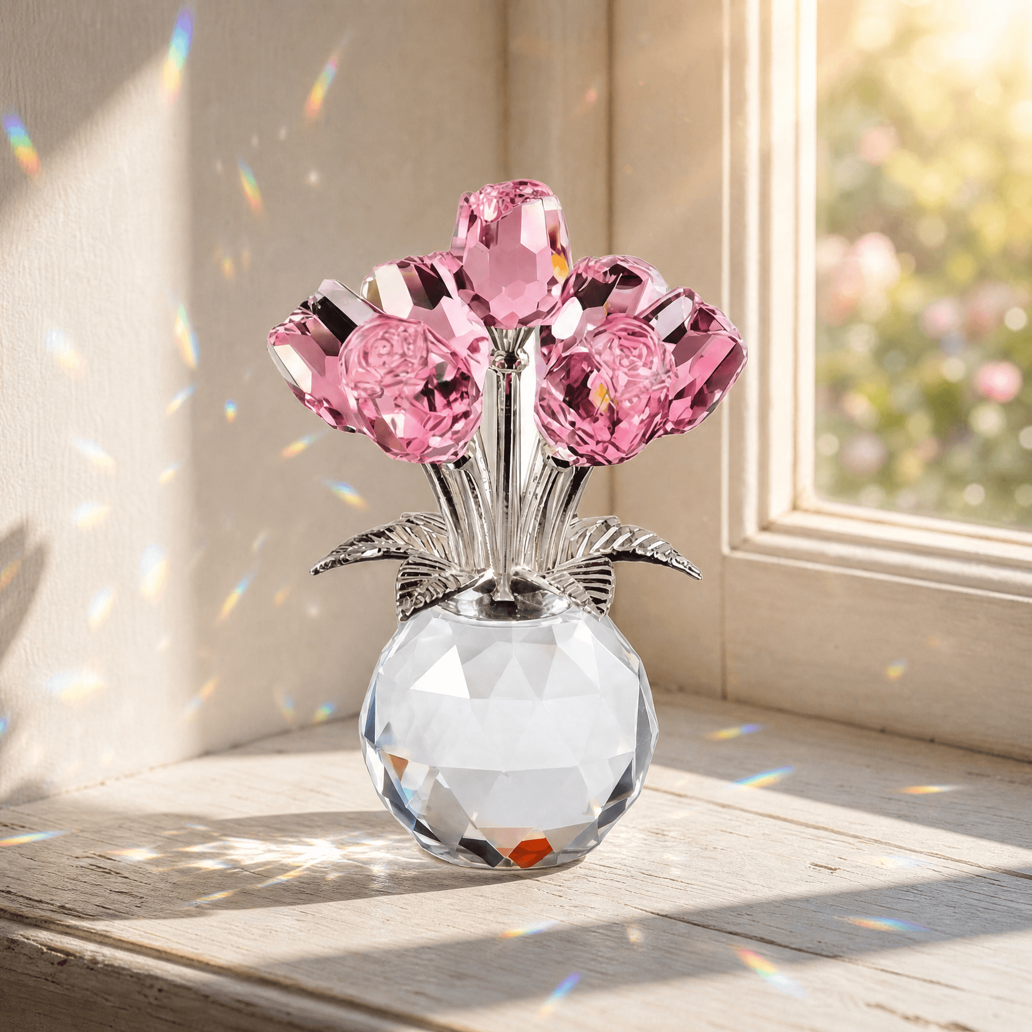 Lumirose – Crystal Rose Bouquet with Vase