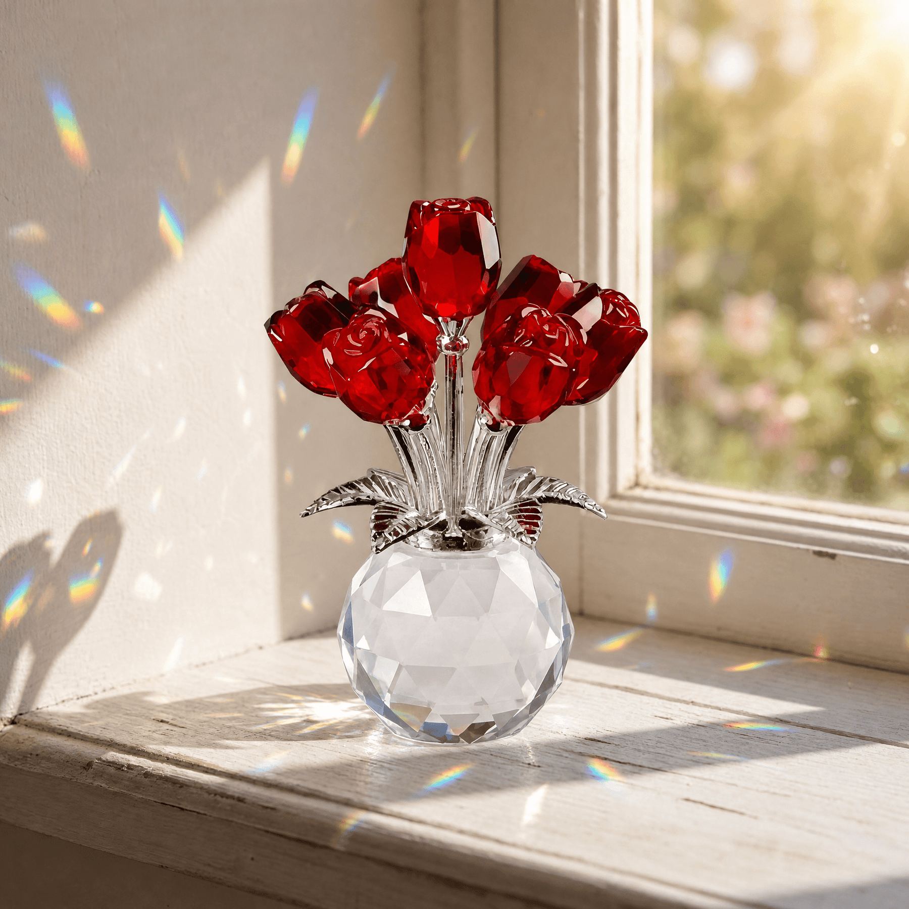 Lumirose – Crystal Rose Bouquet with Vase