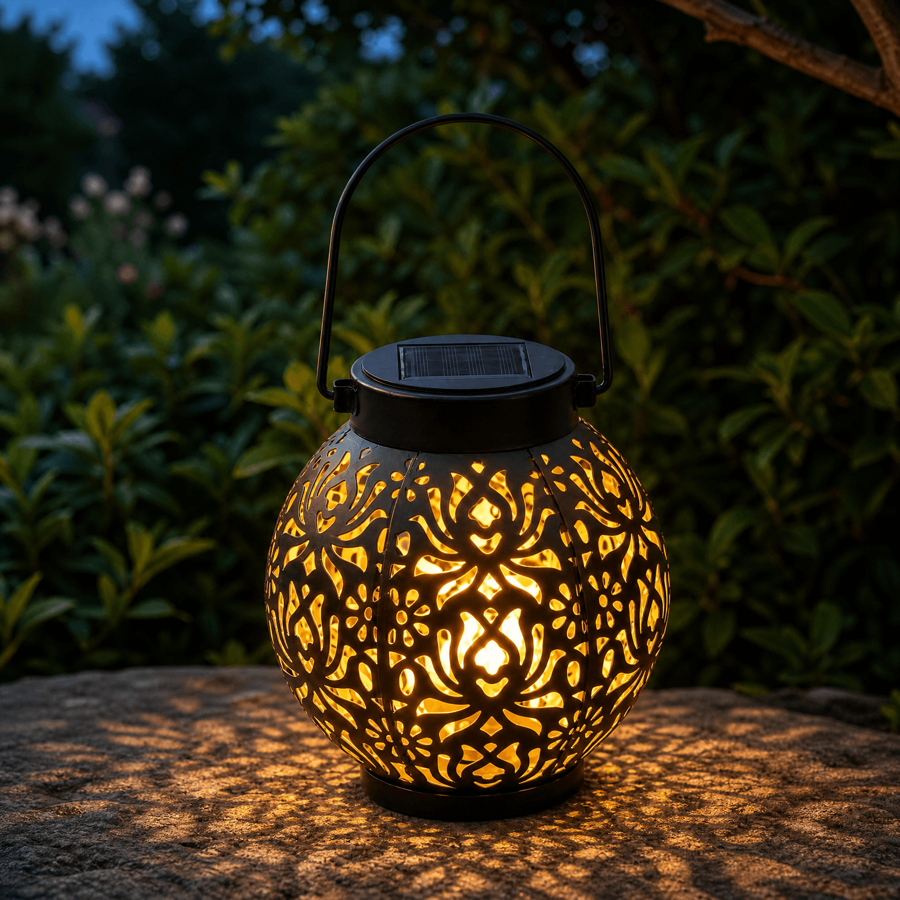 Lumivine – Solar Hanging Lantern with Floral Shadow Art
