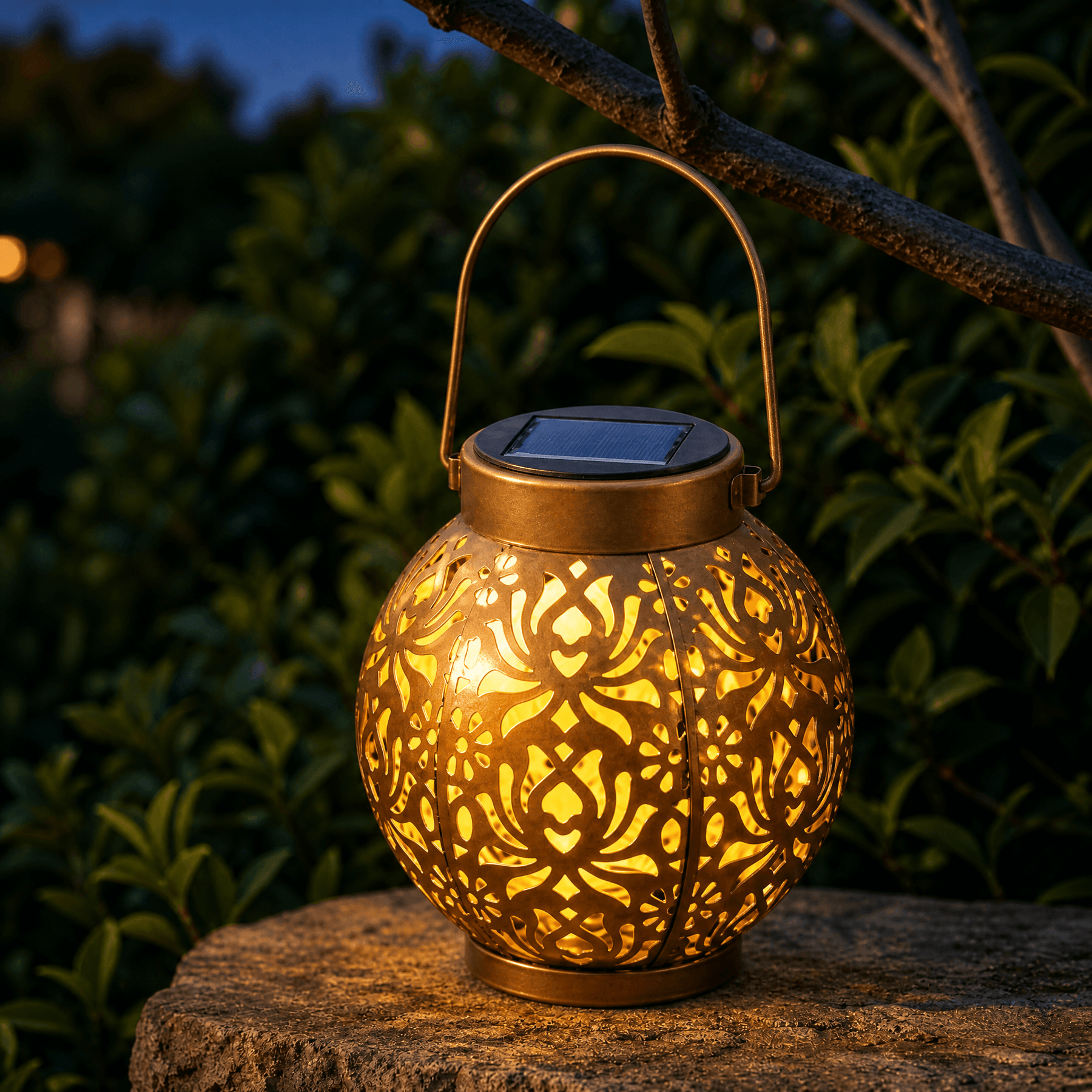 Lumivine – Solar Hanging Lantern with Floral Shadow Art
