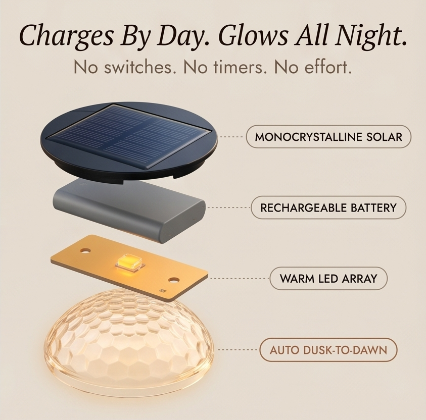 Lumora – Decorative Solar Fence Lights with Warm Scallop Glow (6-Pack)