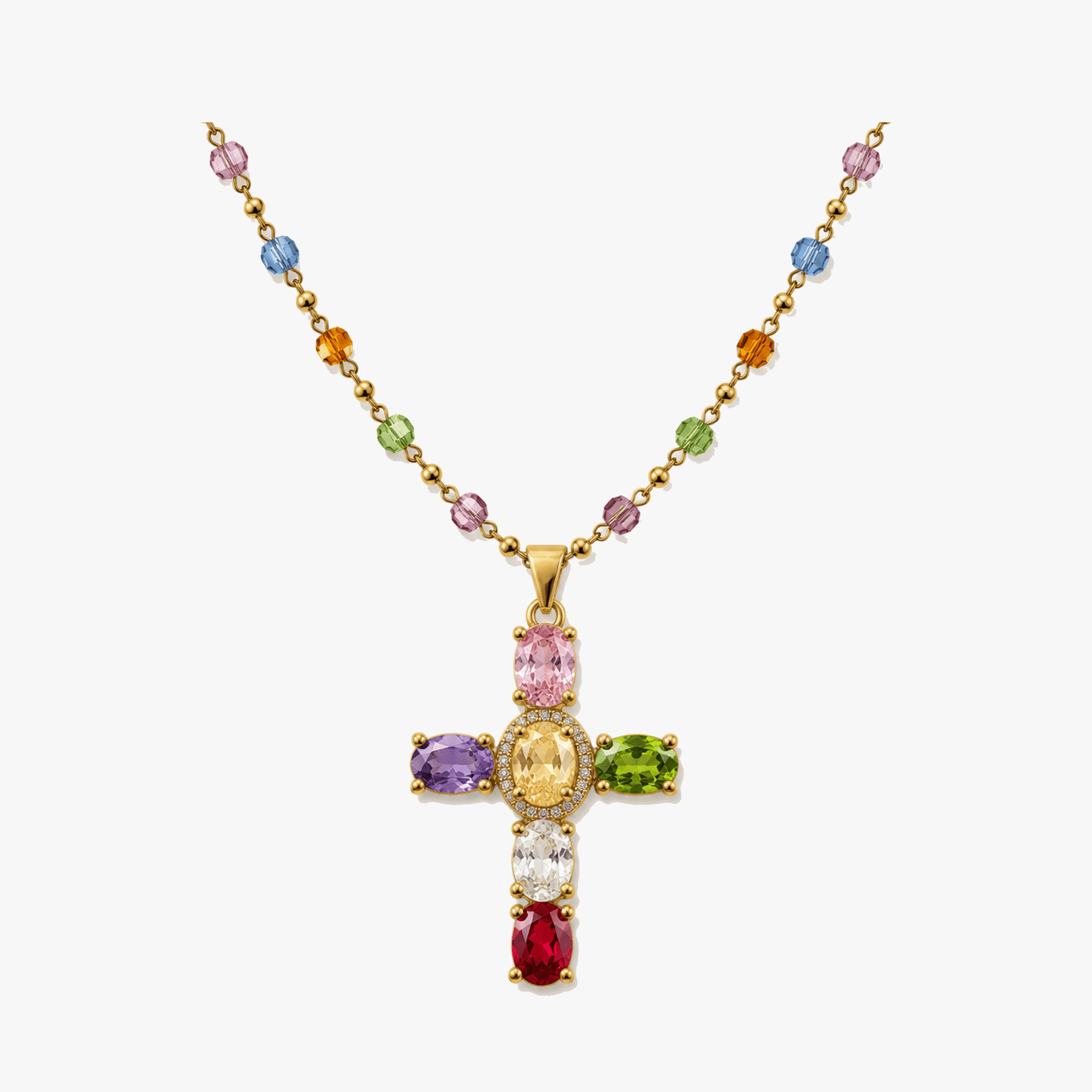 Lumora – Rainbow Cross Pendant Necklace