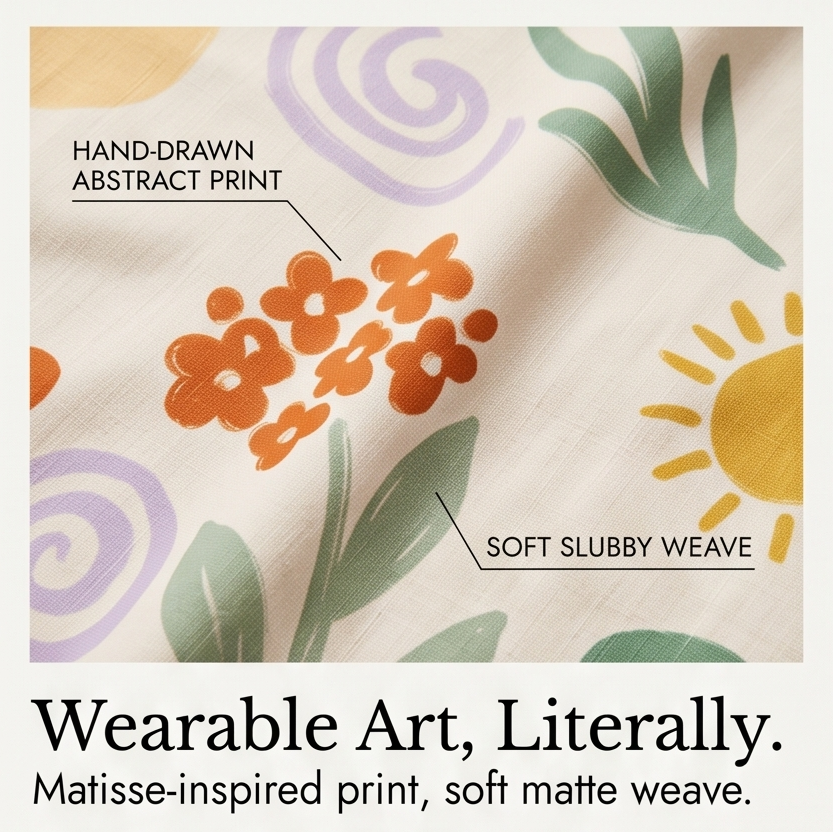 Luna – Women's Artsy Print Plus-Size Midi Dress