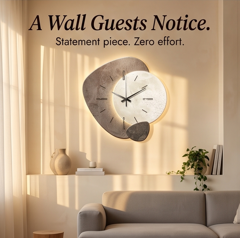 Lunara – Moon-Lit Wall Clock with Warm Backlight