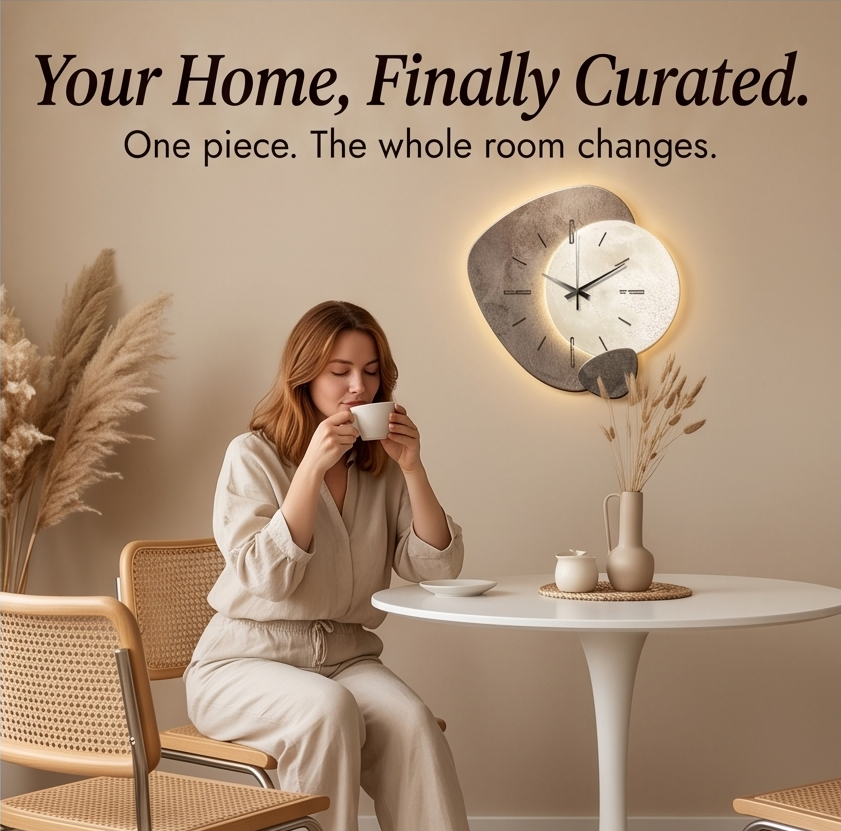 Lunara – Moon-Lit Wall Clock with Warm Backlight