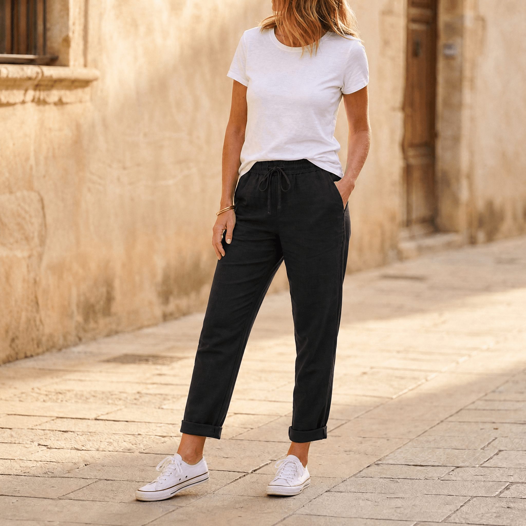 Lunara – Women's lightweight linen look summer pants
