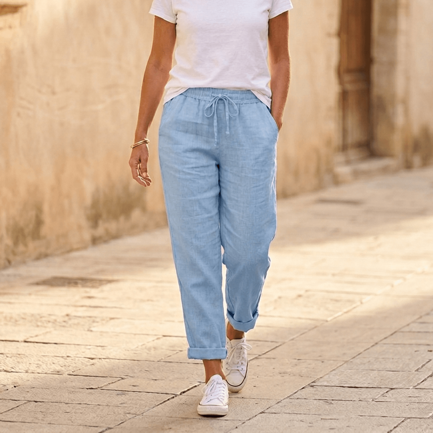 Lunara – Women's lightweight linen look summer pants