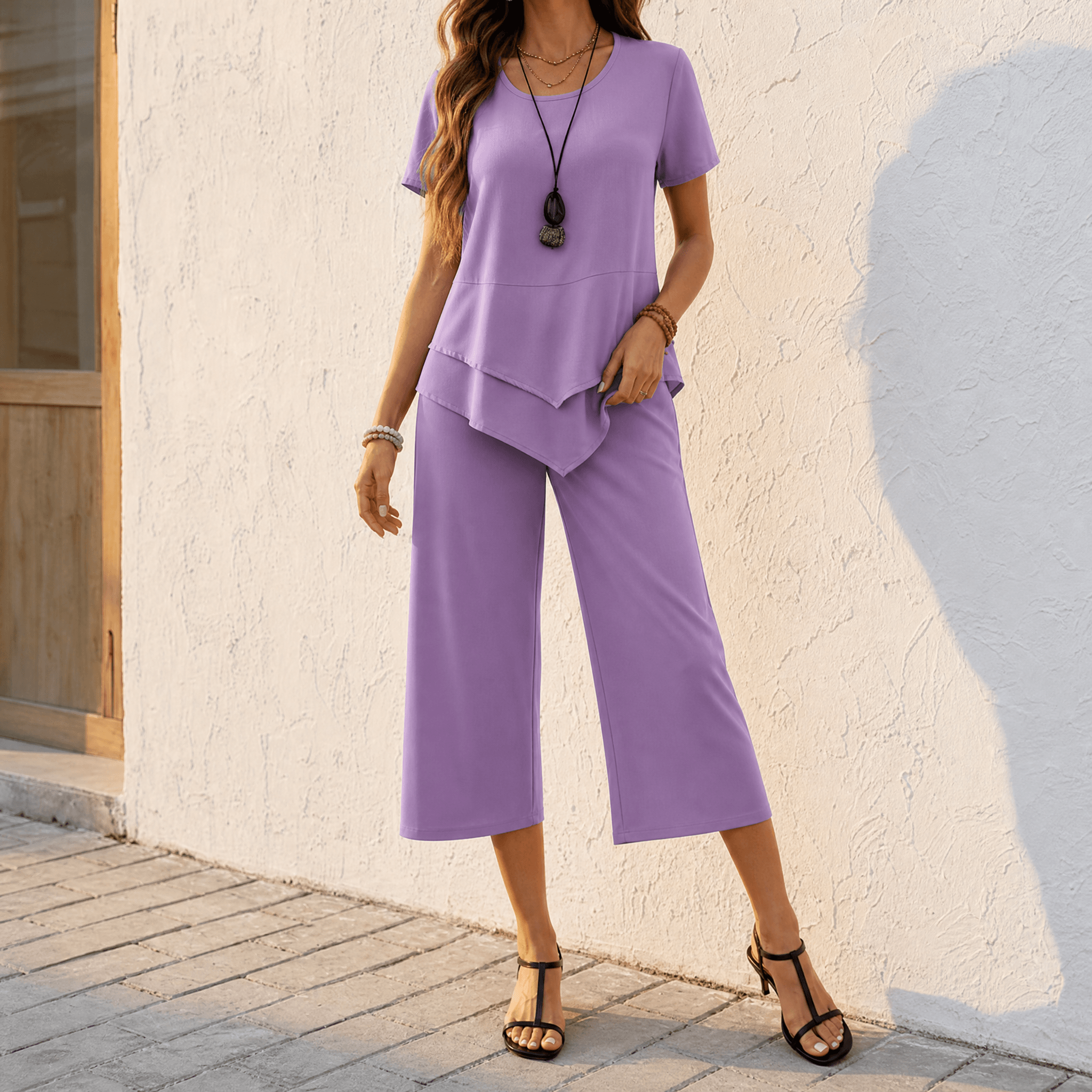 Lunavia – Asymmetric Tunic and Wide Leg Pants Set