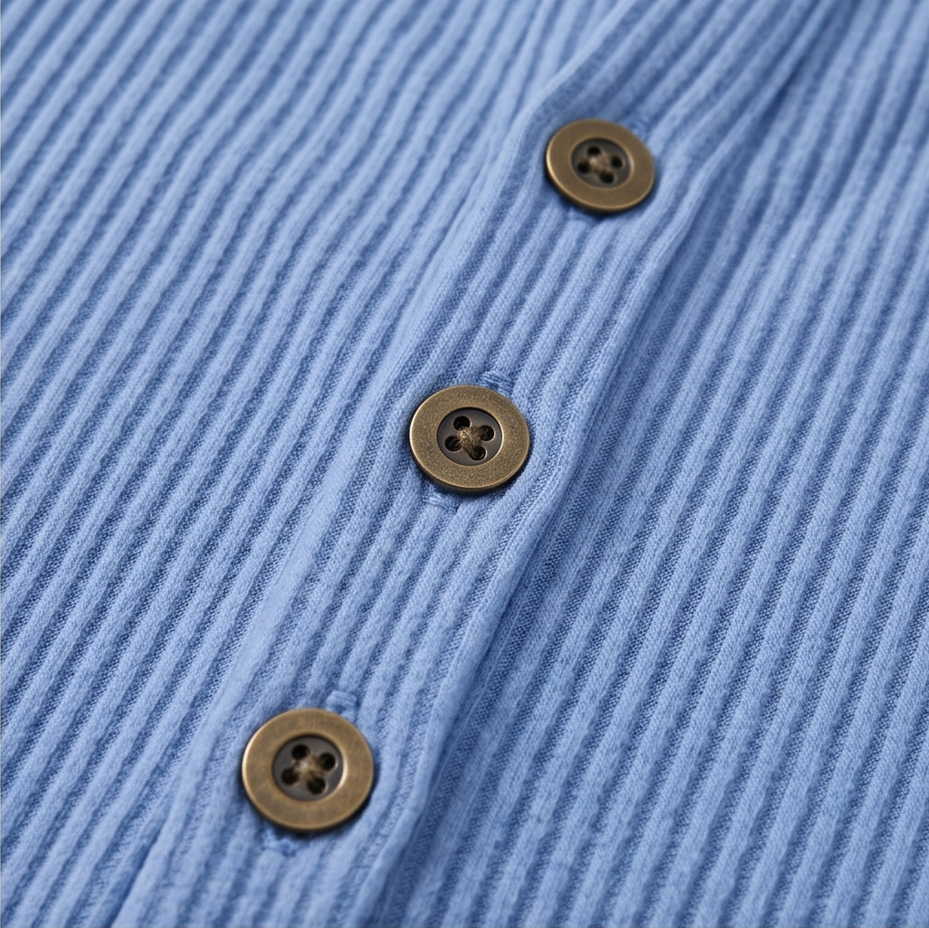 Lunavia - Ribbed Button-Up Henley Tunic