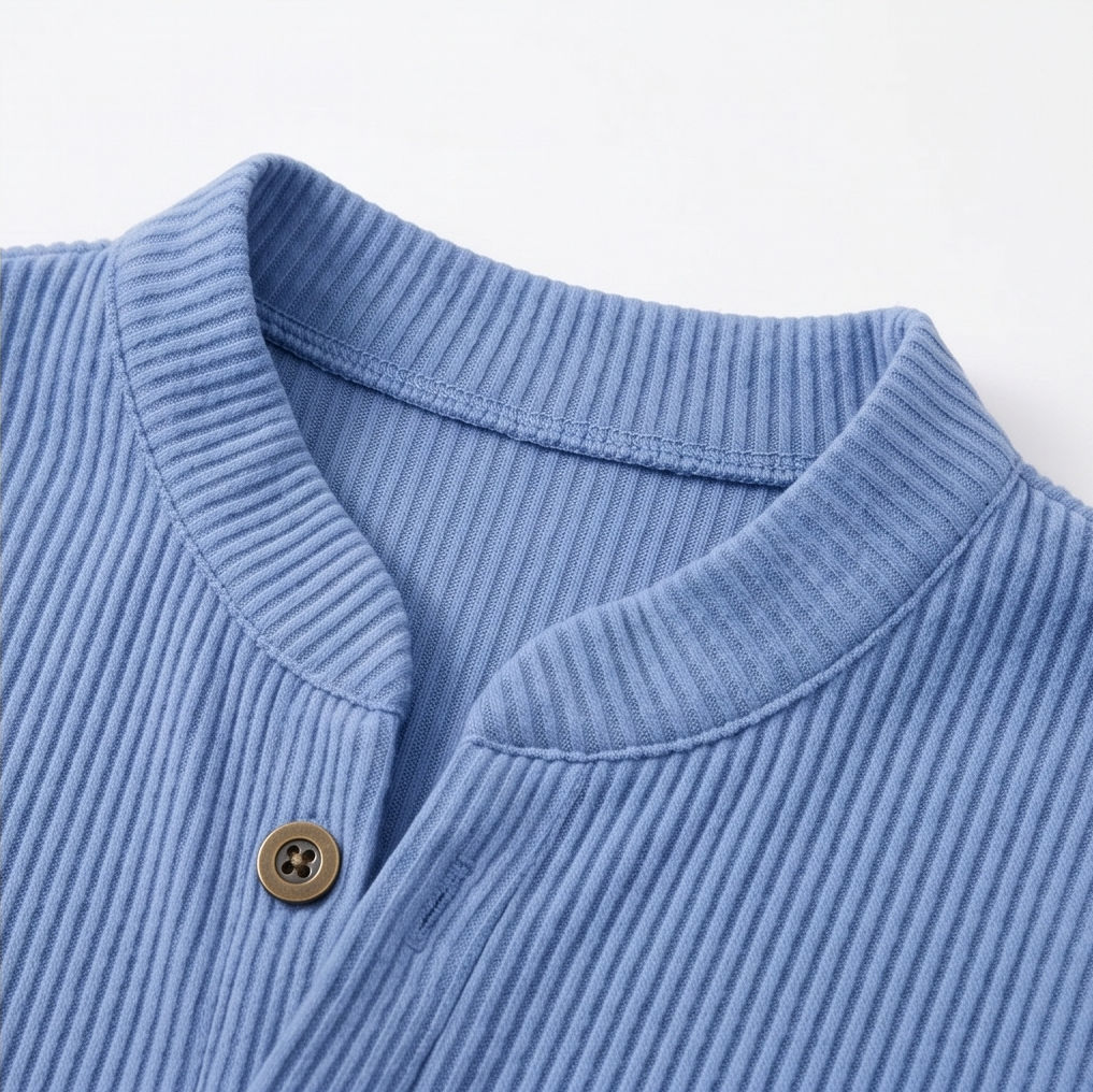 Lunavia - Ribbed Button-Up Henley Tunic